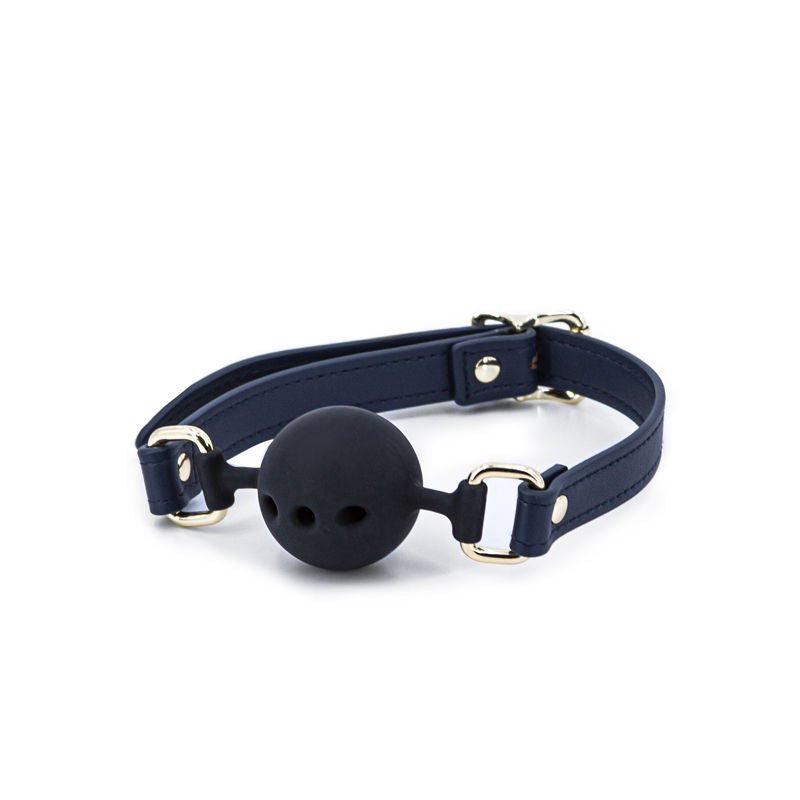 Bondage couture blue ball gag front | Flirtybay.com.au